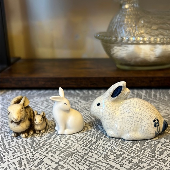Accents | Vintage Set Of Ceramic And Rabbit Figurines | Poshmark